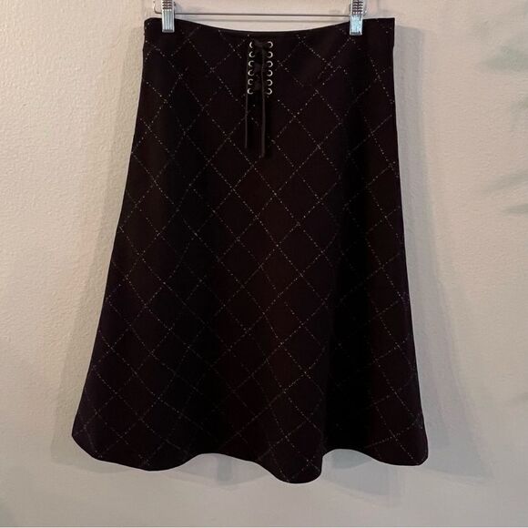 J. Crew Wool Blend A-Line Skirt Women’s Size 6 Side Zip Lined Brown Diamond - Picture 5 of 7